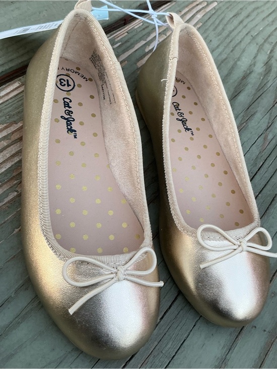 Cat & Jack Other - Cat & Jack Beige Slip-On Shoe with Gold Polka Dots